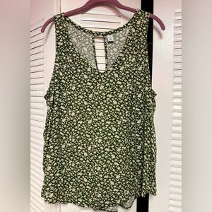 Floral Green Sleeveless Top